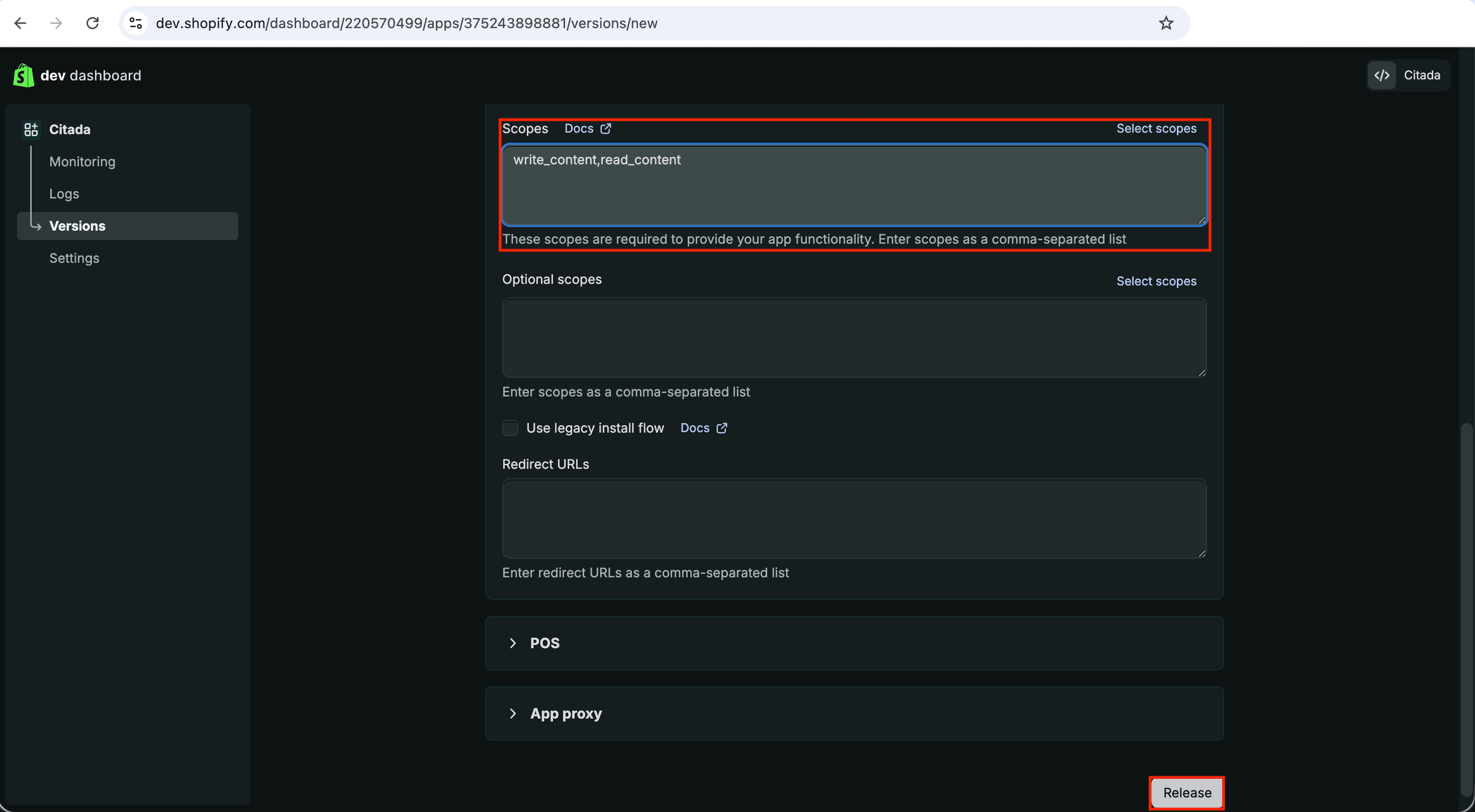 Configurar escopos